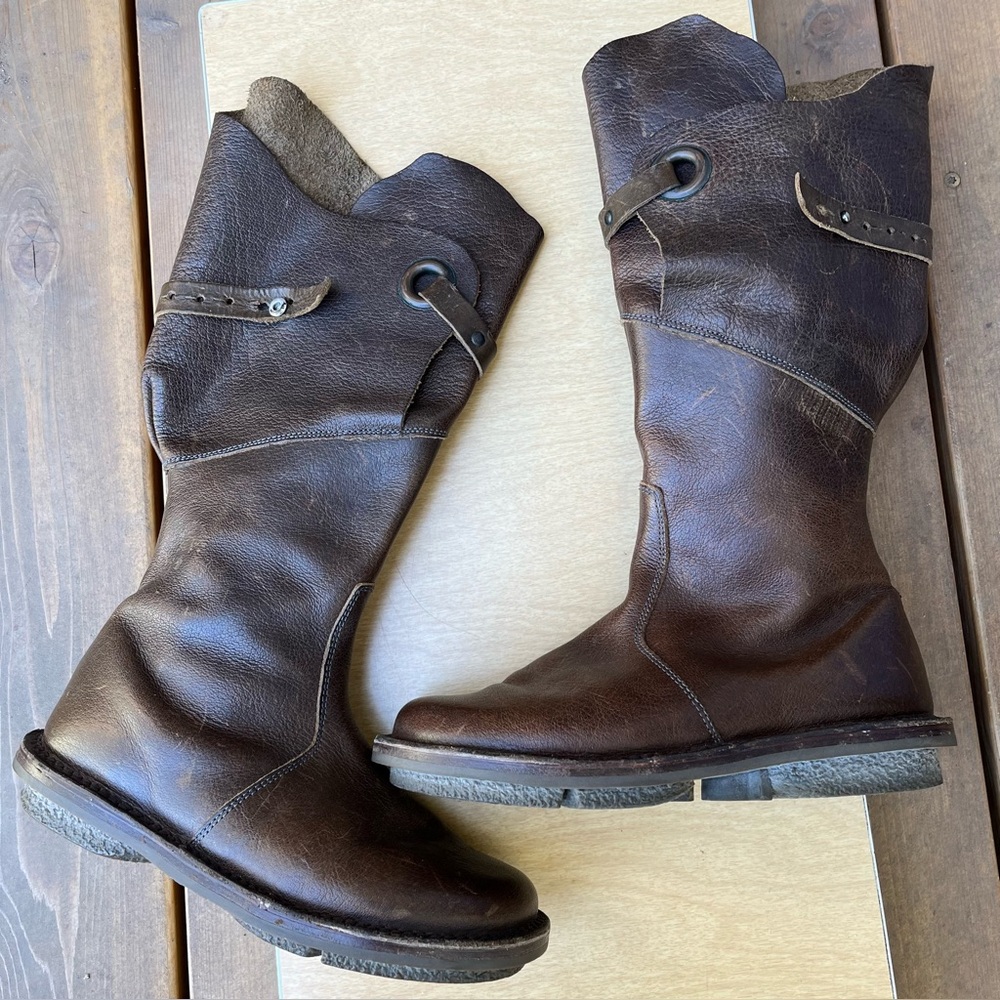 Trippen Wm’s Warrior Crusader Brown Leather Wrap Boots In Sz 37 EU